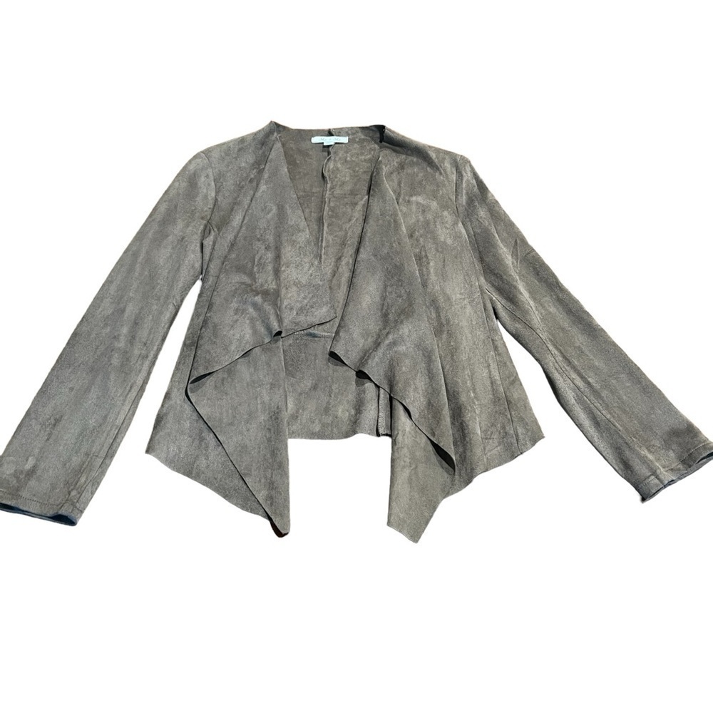 She + Sky Women’s Grey Faux Suede Open Front Jacket Size Small